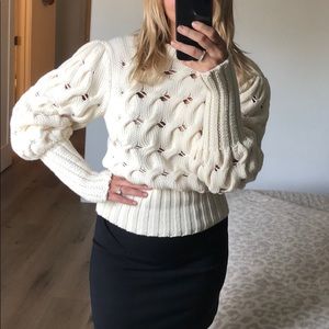 Bubble sleeve knit sweater